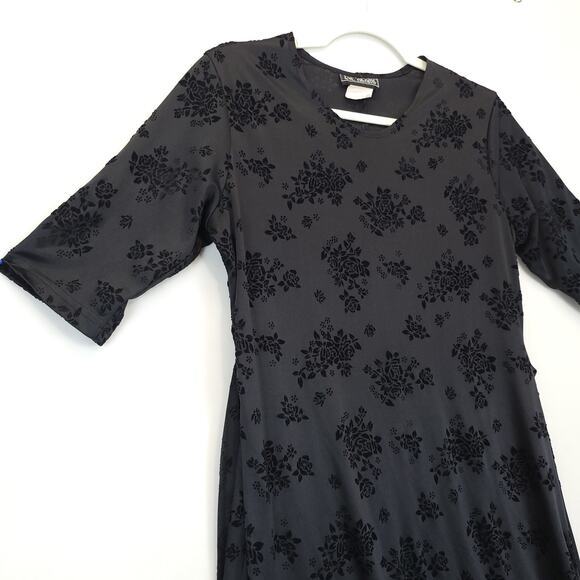 Eve Adams Whimsigoth Floral Velvet Burnout Black Long Dress M / 10 Fairy Grunge - Picture 12 of 15